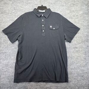 CRiQUET Men's XL Gray Short Sleeve Button‎ Neck Polo Shirt Organic Cotton Golf
